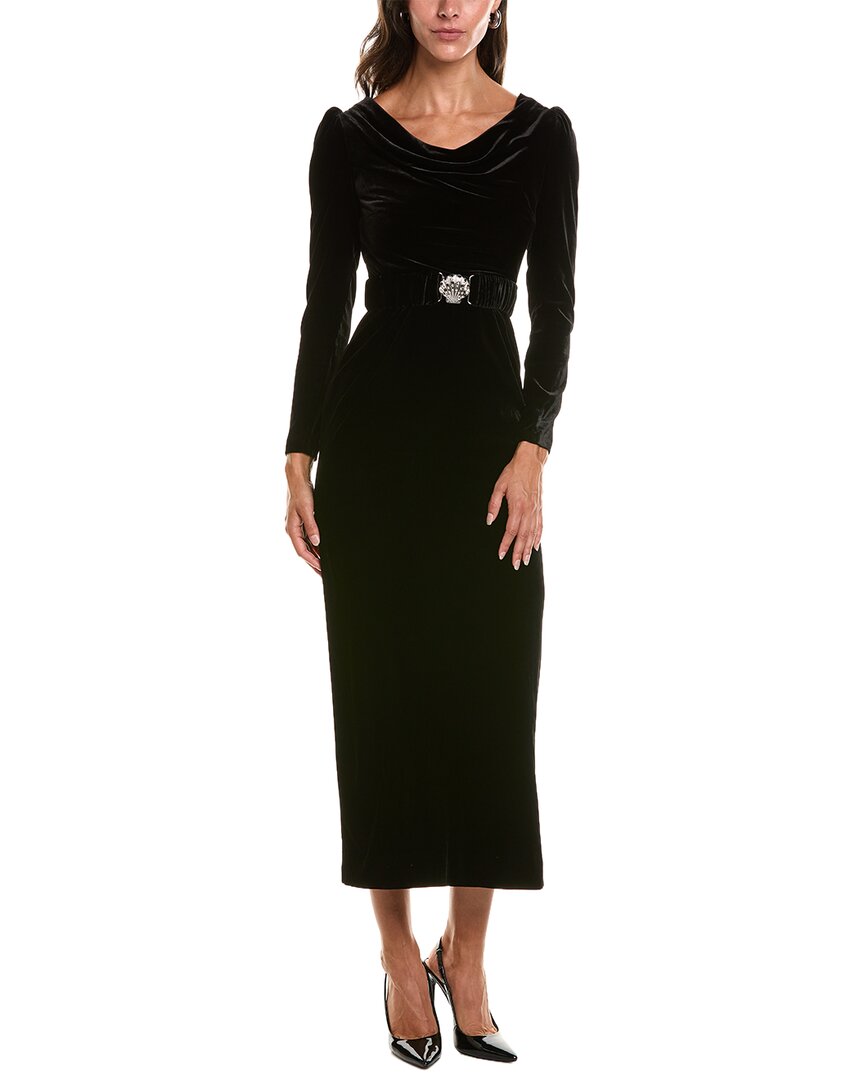 SALONI Saloni Jinx Stretch Velvet Silk-Blend Midi Dress