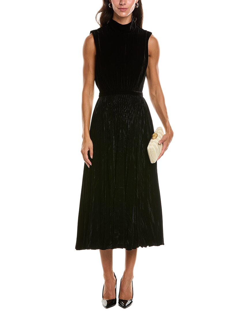 SALONI Saloni Fleur Liquid Velvet Silk-Blend Midi Dress