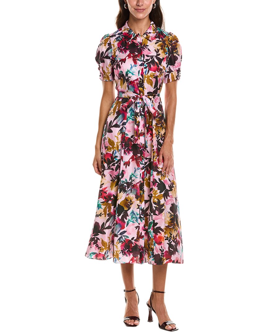 SALONI Saloni Vanessa Dotty Stamped Satin Silk Dress