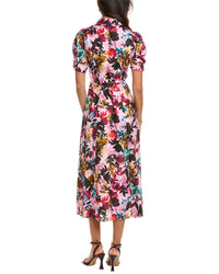 SALONI Saloni Vanessa Dotty Stamped Satin Silk Dress