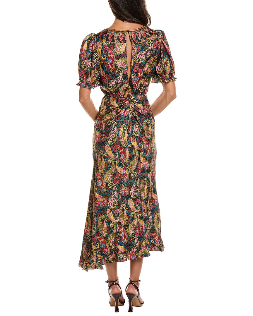 SALONI Saloni Vida Large Dot Stamped Satin Midi Dress