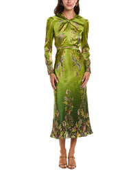 SALONI Saloni Claudia Silk Satin Midi Dress