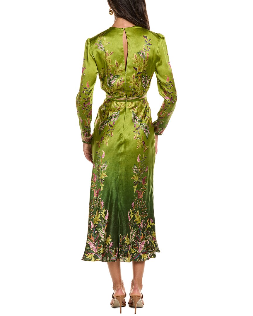 SALONI Saloni Claudia Silk Satin Midi Dress