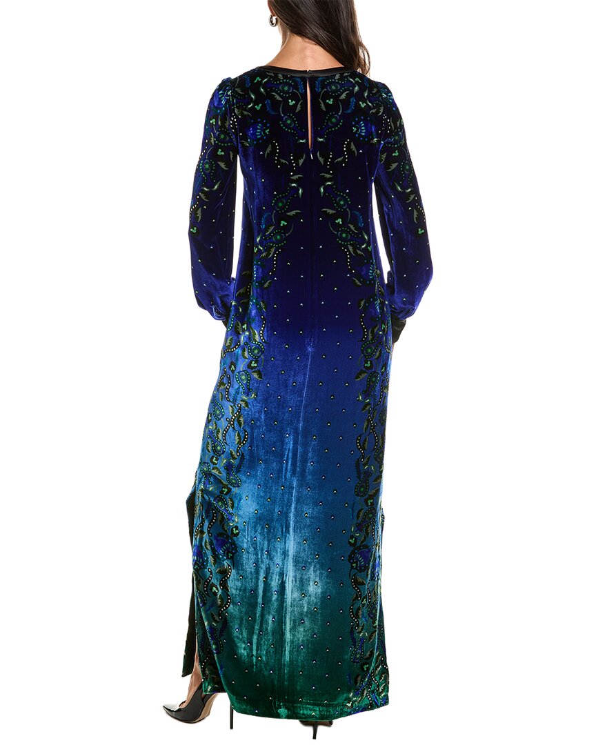 SALONI Saloni Printed Velvet Silk-Blend Maxi Dress