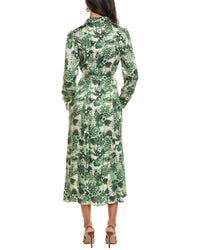 SALONI Saloni Vanessa Printed Hammered Satin Midi Dress