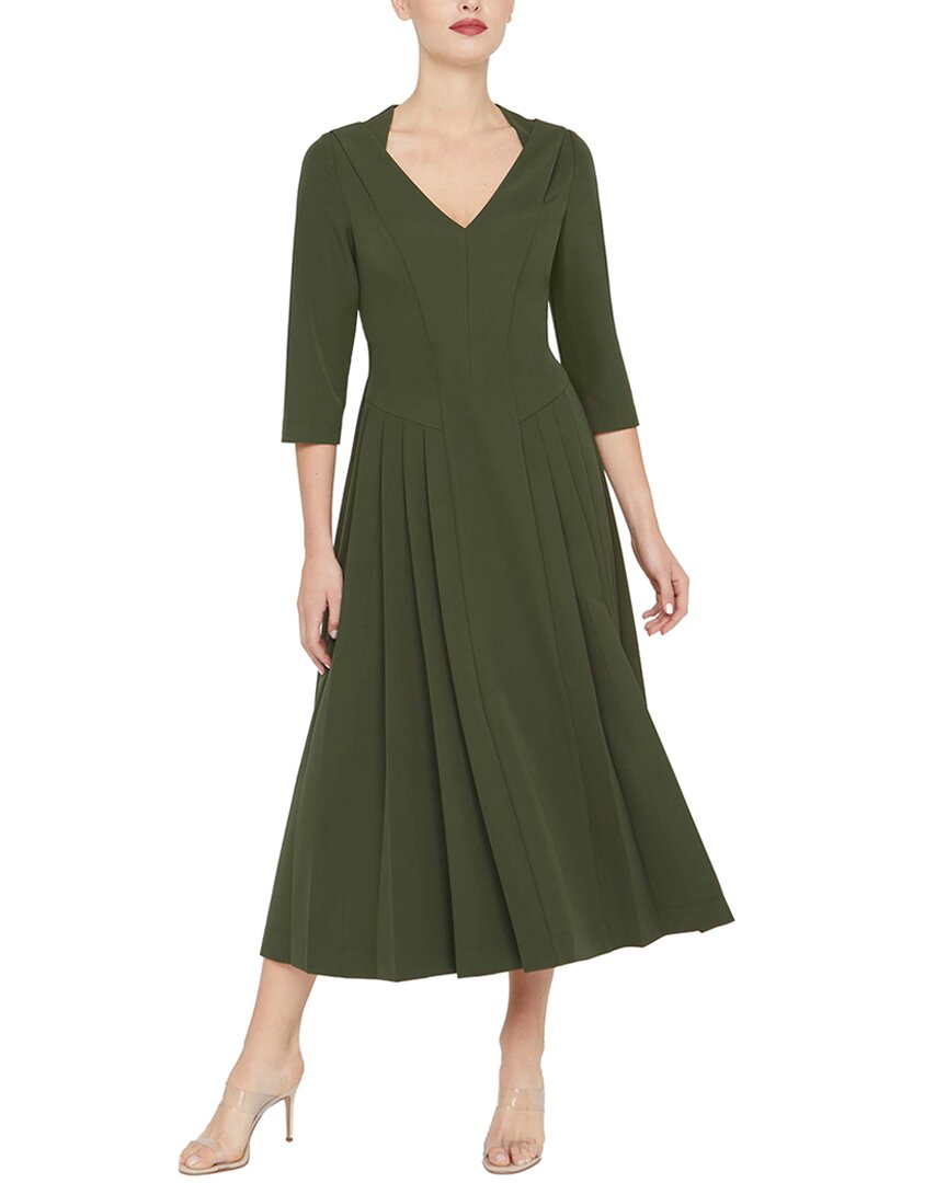 Kay Unger Enola Tea Length Dress - Olive Green
