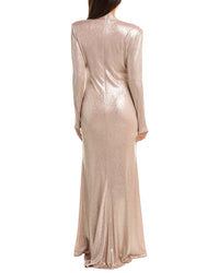 Tadashi Shoji Tadashi Shoji Ferrum Metallic Twist Drape Gown