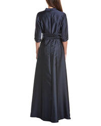 Teri Jon by Rickie Freeman Teri Jon By Rickie Freeman Mikado Shirt Drop-Waist Gown