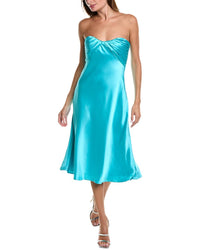 Ml Monique Lhuillier Imara Satin Midi Dress Blue