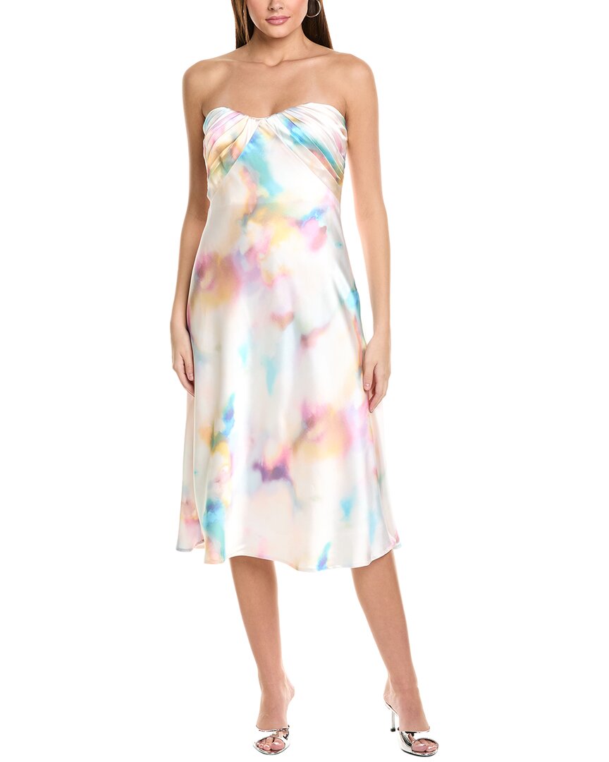 Ml Monique Lhuillier Annika Satin Midi Dress White