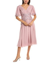 Tadashi Shoji Tadashi Shoji Indira Embroidered Chiffon Midi Dress