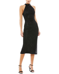 Mac Duggal Mac Duggal Embellished Sleeveless Halter Neck Midi Dress