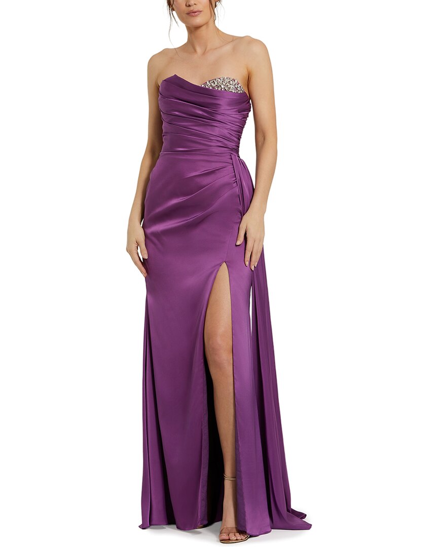 Mac Duggal Mac Duggal Strapless Charmeuse Beaded Sweetheart Column Gown