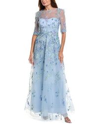 Teri Jon by Rickie Freeman Teri Jon By Rickie Freeman Embroidered Tulle Gown