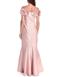 Teri Jon by Rickie Freeman Teri Jon By Rickie Freeman Jacquard Flower Petal Puff Shoulder Gown
