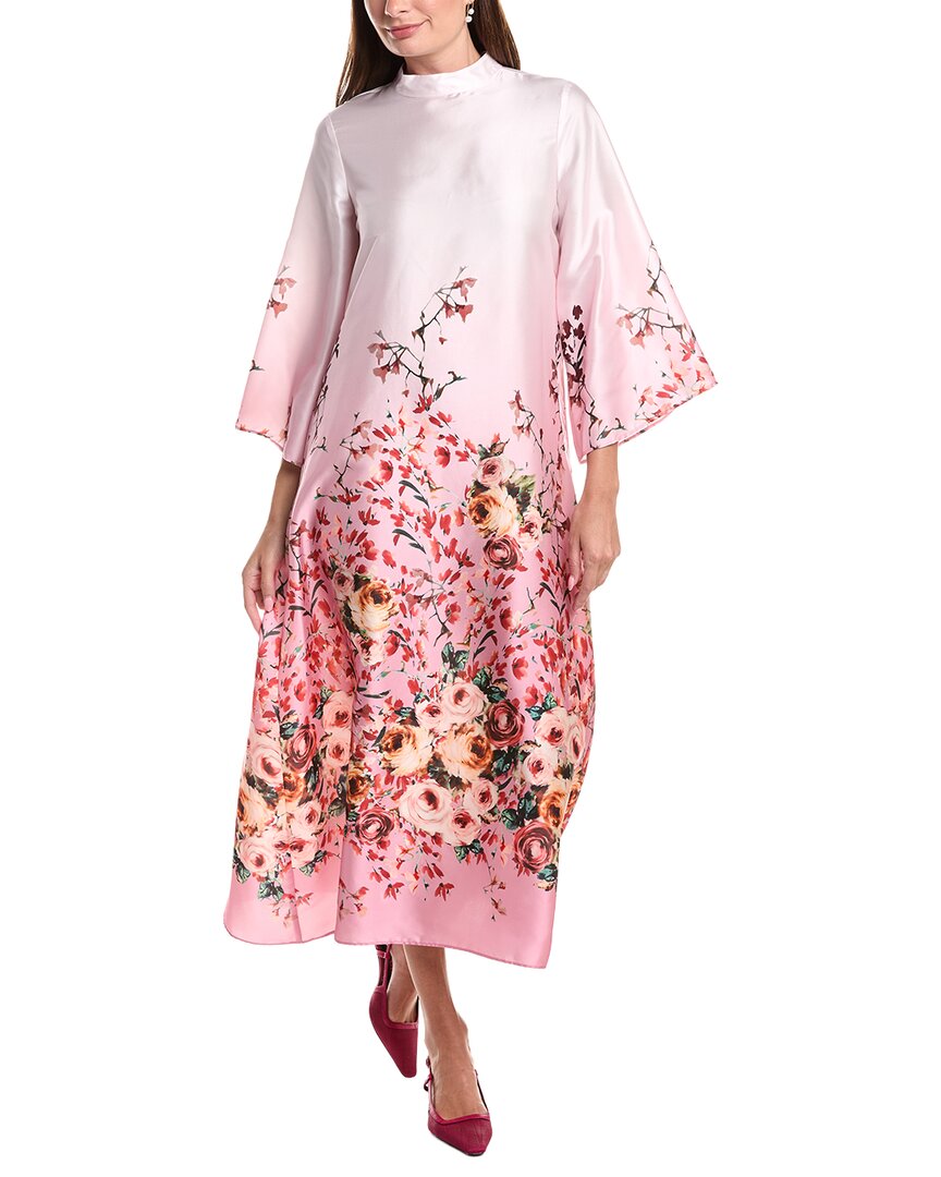Teri Jon by Rickie Freeman Teri Jon By Rickie Freeman Twill Mandarin Neck Border Print Midi Dress