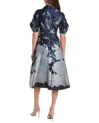 Teri Jon by Rickie Freeman Teri Jon By Rickie Freeman Metallic Jacquard Flower Border Print Puff Sleeve