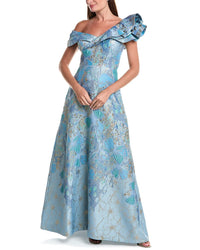 Teri Jon by Rickie Freeman Teri Jon By Rickie Freeman Metallic Jacquard Gown
