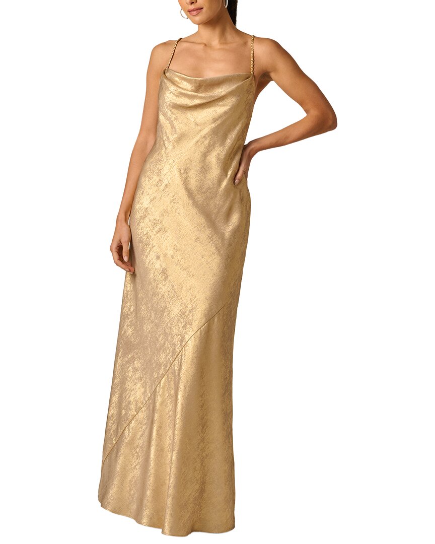 Adrianna Papell Foiled Chiffon Long Dress
