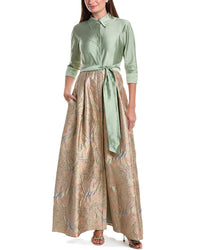 Teri Jon by Rickie Freeman Teri Jon By Rickie Freeman Taffeta Shirt Waist Jacquard Skirt Gown