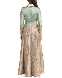 Teri Jon by Rickie Freeman Teri Jon By Rickie Freeman Taffeta Shirt Waist Jacquard Skirt Gown