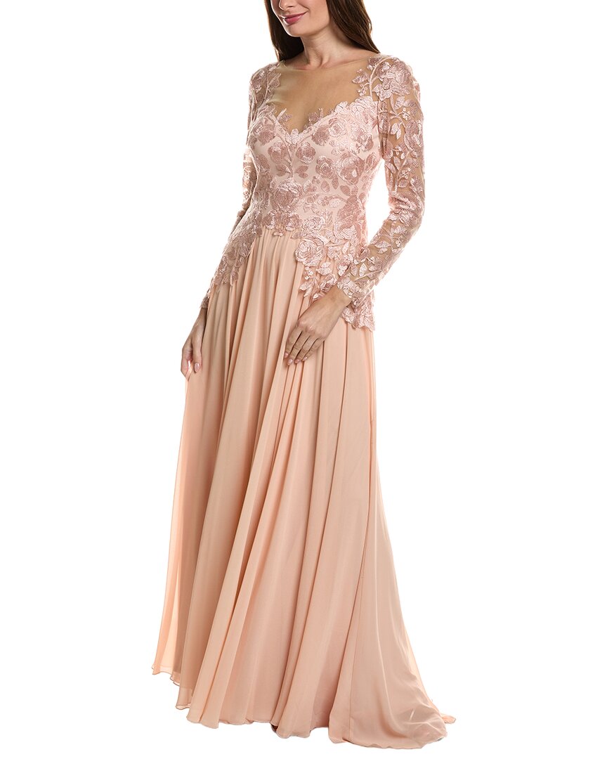 Tadashi Shoji Long Sleeve Embroidered Maxi Dress