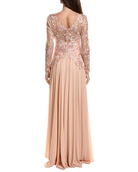 Tadashi Shoji Long Sleeve Embroidered Maxi Dress