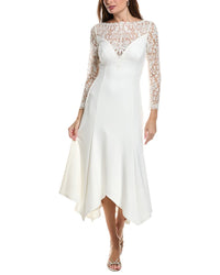Tadashi Shoji Lace Sleeve Midi Dress