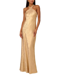 Adrianna Papell Adrianna Papell Foiled Woven Halter Gown