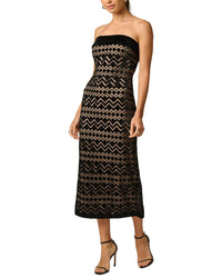 Adrianna Papell Geometric Velvet Midi Dress