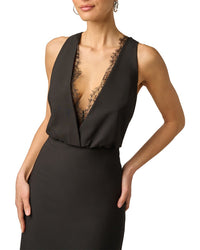 Adrianna Papell Adrianna Papell Crepe And Lace Long Dress