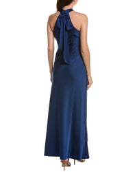 Adrianna Papell Stretch Satin Long Dress