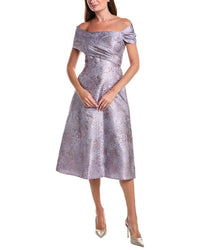 Teri Jon by Rickie Freeman Teri Jon By Rickie Freeman Metallic Jacquard Off-Shoulder Fit N Flare Dress