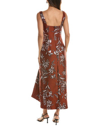 Lela Rose Metallic Floral Jacquard Silk-Blend Cascade Dress