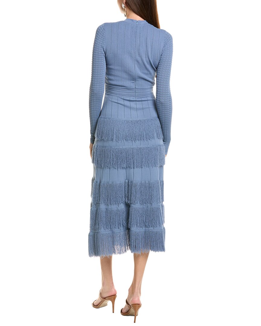 Lela Rose Fringe Detail Knit Piper Midi Dress