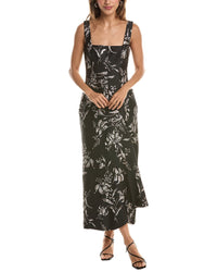 Lela Rose Metallic Floral Jacquard Silk-Blend Cascade Dress