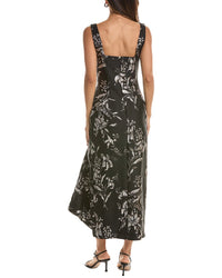 Lela Rose Metallic Floral Jacquard Silk-Blend Cascade Dress