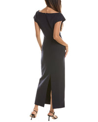 Lela Rose Ikat Floral Embroidered Fluid Crepe Sheath Dress