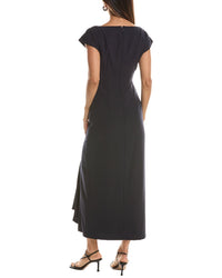 Lela Rose Floral Cord Embroidered Fluid Crepe Cascade Dress