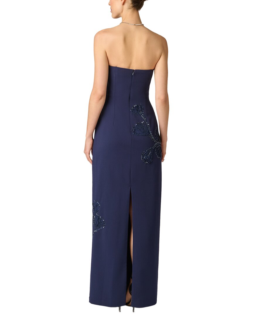Aidan Mattox Aidan Mattox Embroidered Crepe Long Dress