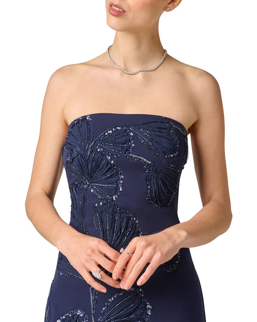 Aidan Mattox Aidan Mattox Embroidered Crepe Long Dress