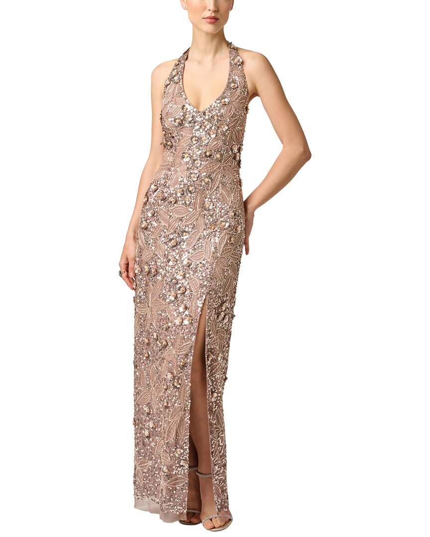 Aidan Mattox Aidan Mattox Beaded Halter Long Dress