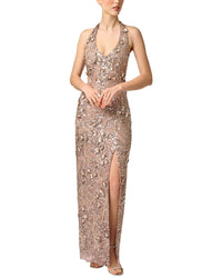 Aidan Mattox Aidan Mattox Beaded Halter Long Dress