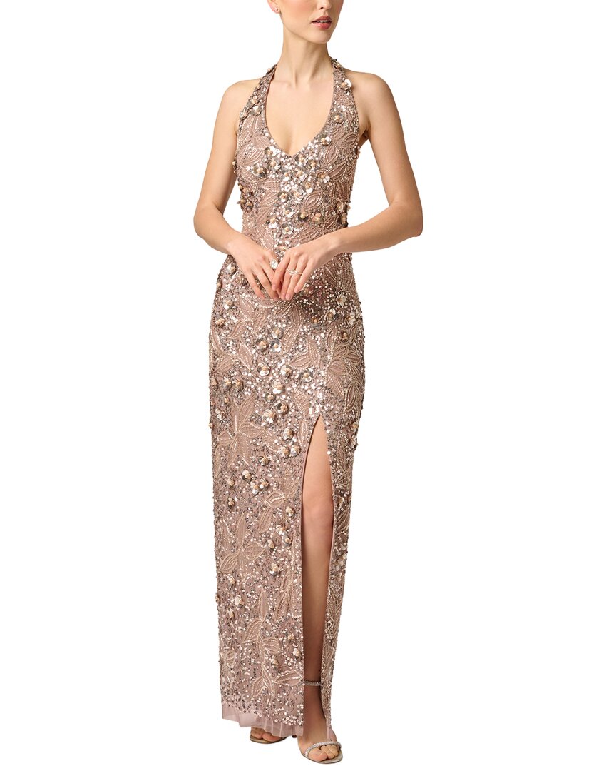 Aidan Mattox Aidan Mattox Beaded Halter Long Dress