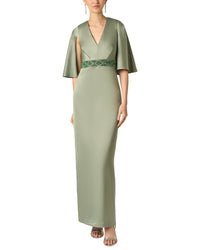 Aidan Mattox Aidan Mattox Crepe Back Satin Long Dress