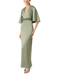Aidan Mattox Aidan Mattox Crepe Back Satin Long Dress