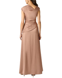 Aidan Mattox Aidan Mattox Crepe Back Satin Long Dress