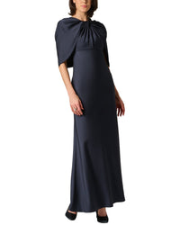 Aidan Mattox Aidan Mattox Satin Cape Sleeve Long Dress