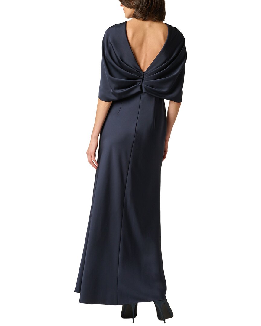 Aidan Mattox Aidan Mattox Satin Cape Sleeve Long Dress