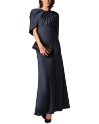 Aidan Mattox Aidan Mattox Satin Cape Sleeve Long Dress